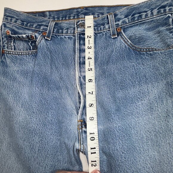 VTG Button Fly Levi's 501 Jeans Mens 36 34 Straight Leg Blue Distressed Faded - Picture 7 of 9
